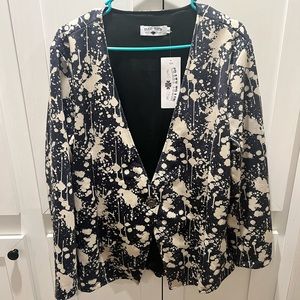 Crazy train womens navy blue splatter blazer size large